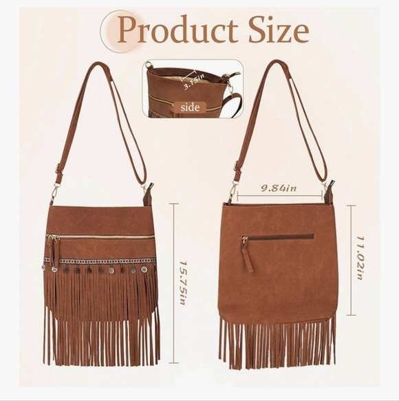 Coach Brown Fringe Crossbody Bag - Picture 4 of 6